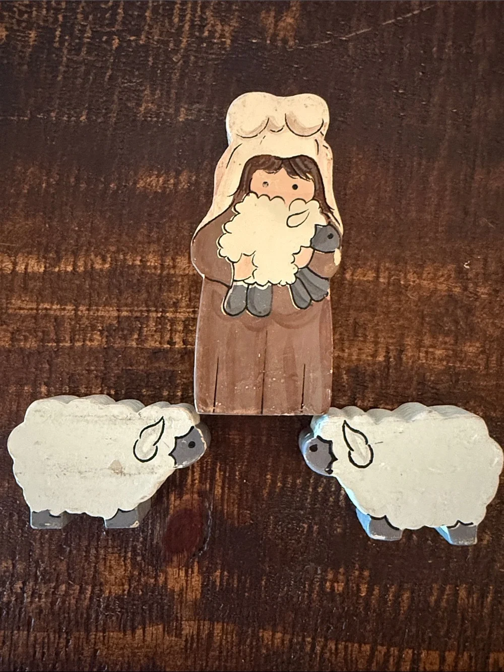 Christmas Wood Nativity Hand Painted 9 pieces. Vintage. Christian.